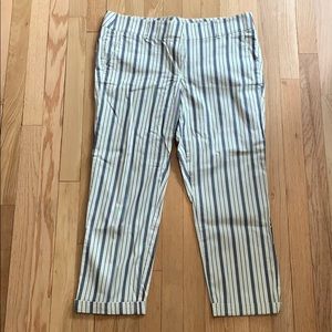 NWT cream and blue stripe pants